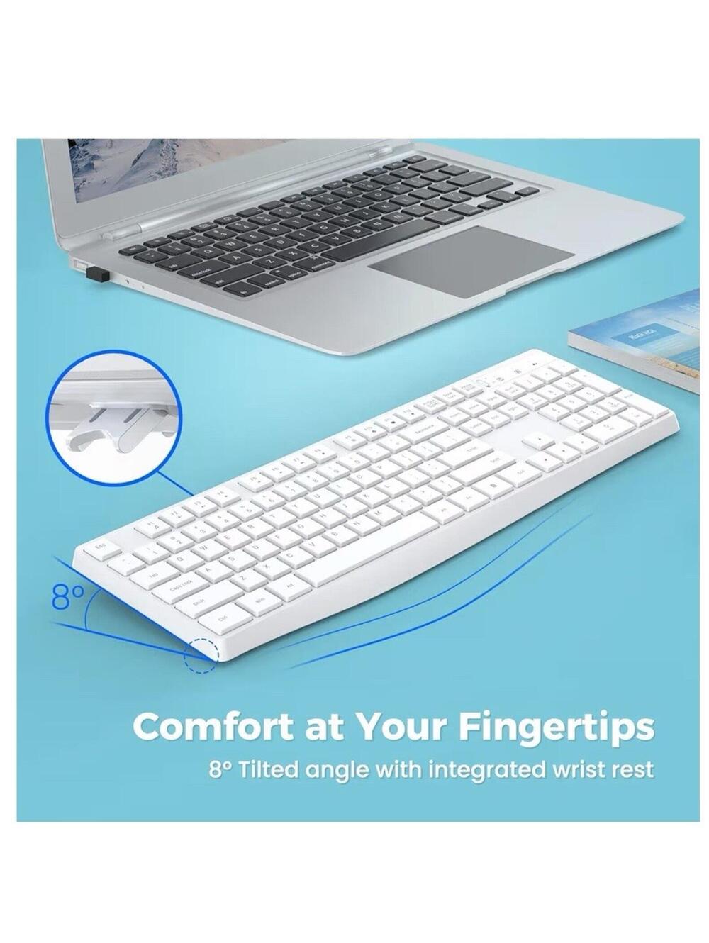 Lovaky Wireless Keyboard, 2.4G Ergonomic Wireless Computer Keyboard